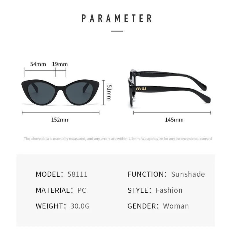 Cat Eye Sunglasses – Black & Leopard Small Frame UV400 Designer Style