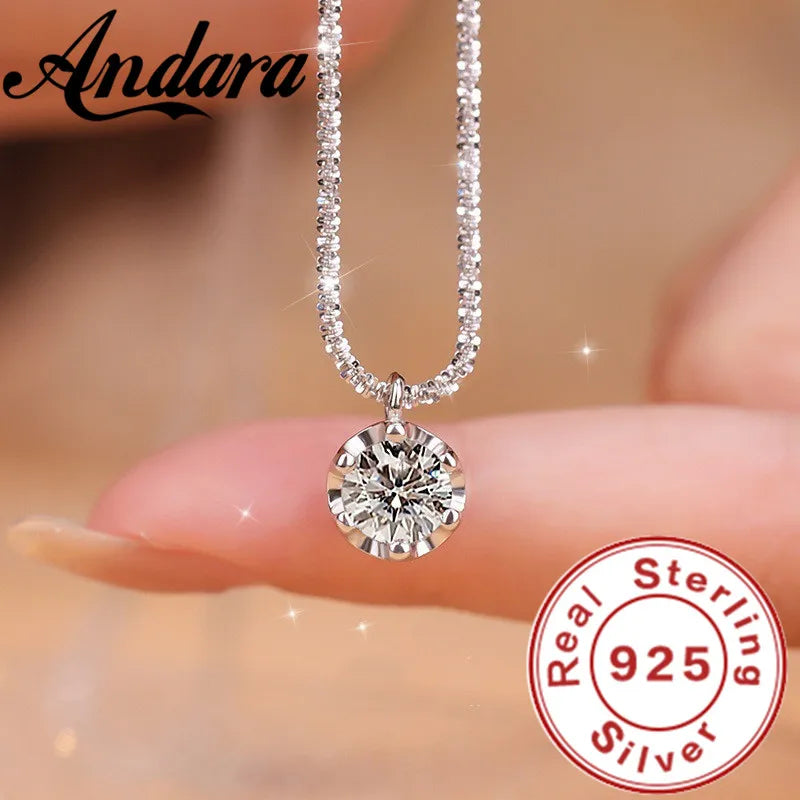 Andara 925 Silver AAAAA Zircon Pendant – Luxury Italian-Style Necklace for Women