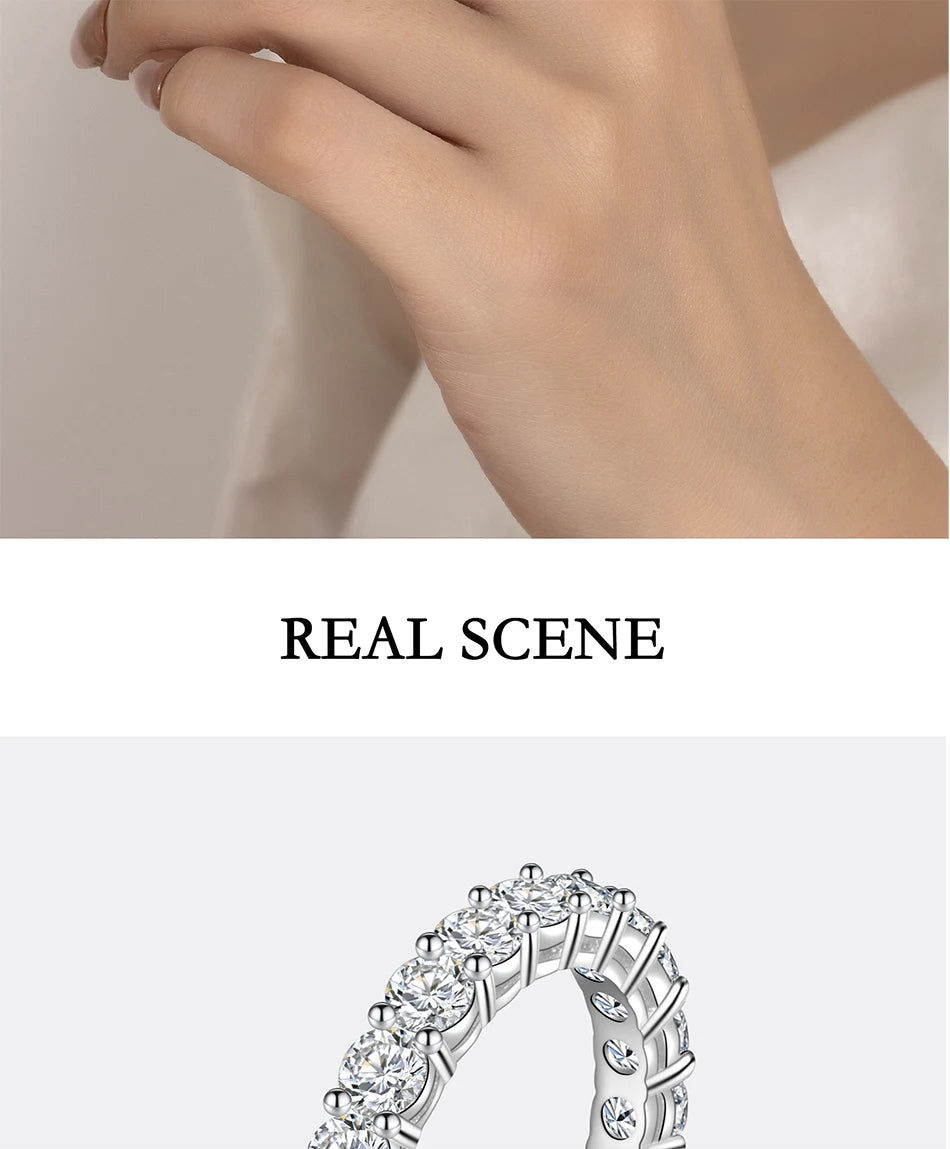 PERFANY 3 mm Full Moissanite Ring – S925 Silver Stackable Eternal Diamond-Style Luxury Band