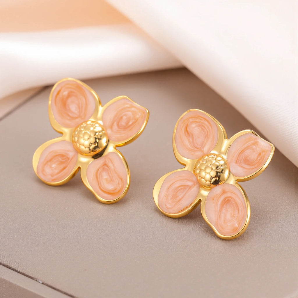 Cazador 2-Piece Flower Stud Earrings – 2025 Stainless Steel Trend for Parties, Weddings & Gifts