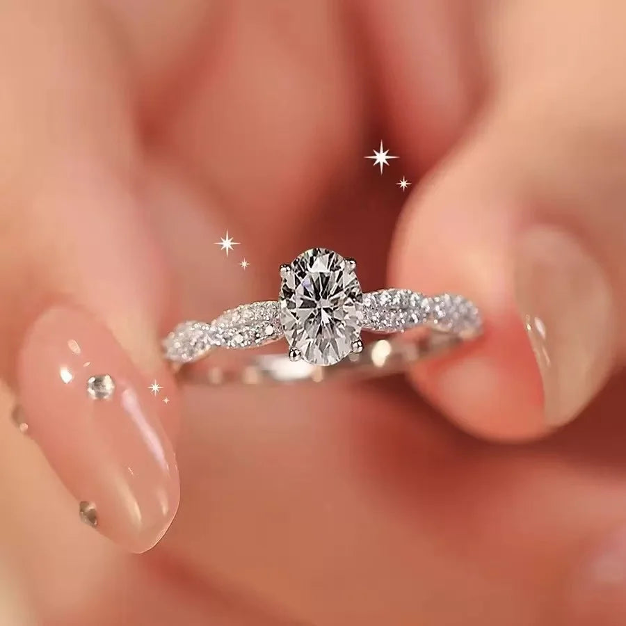 TEN CARATS 1 ct Moissanite Ring – Elegant Round-Cut Sparkle in 925 Sterling Silver for Engagements