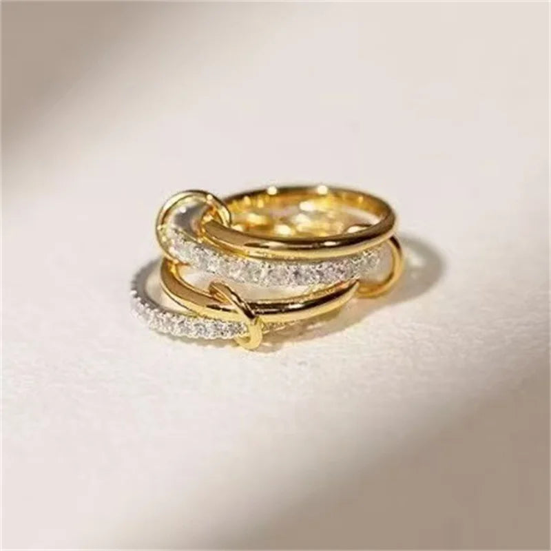 Two-Tone Four-Band Copper Ring – Hypoallergenic Stacking Style for Young Women