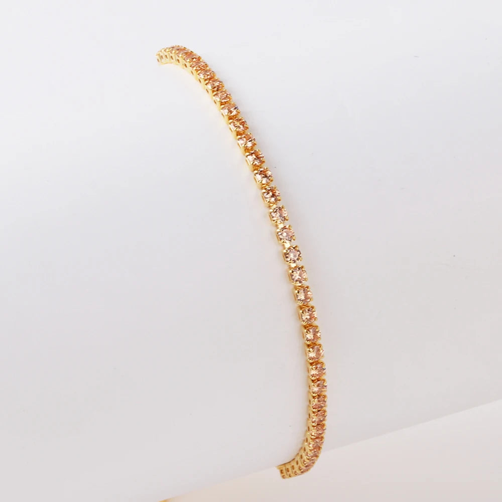 2 mm Adjustable Rainbow Tennis Bracelet – Colorful Zircon Charm for Women