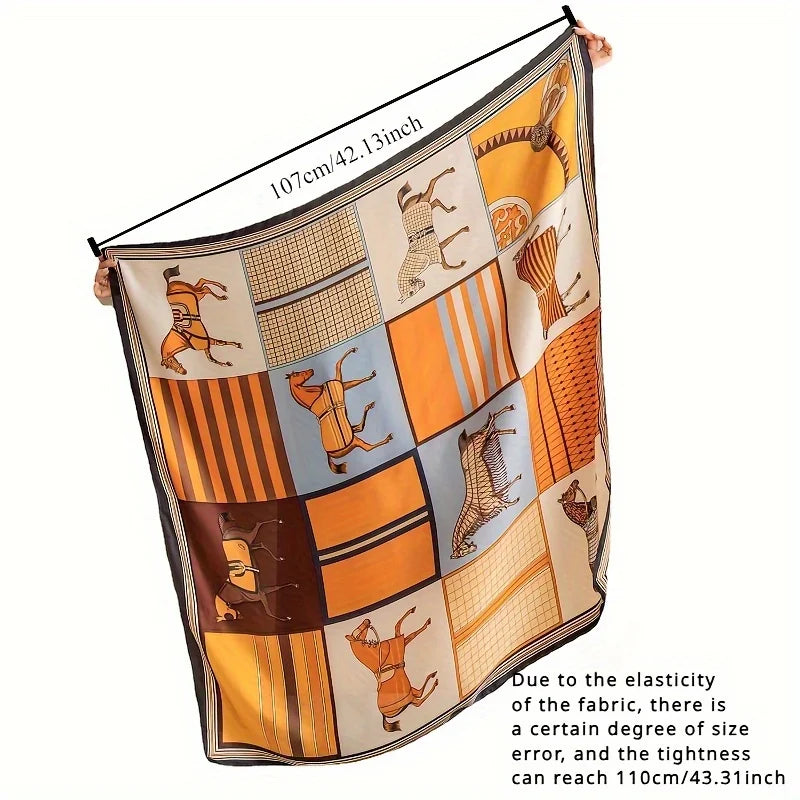 Luxury Silk Square Scarf – Elegant Satin Shawl & Headband Wrap for Women