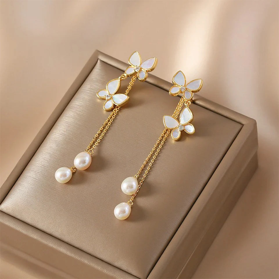 ZAKOL Crystal Flower Earrings – Sweet Korean-Style Gold Sparkle for Women & Girls