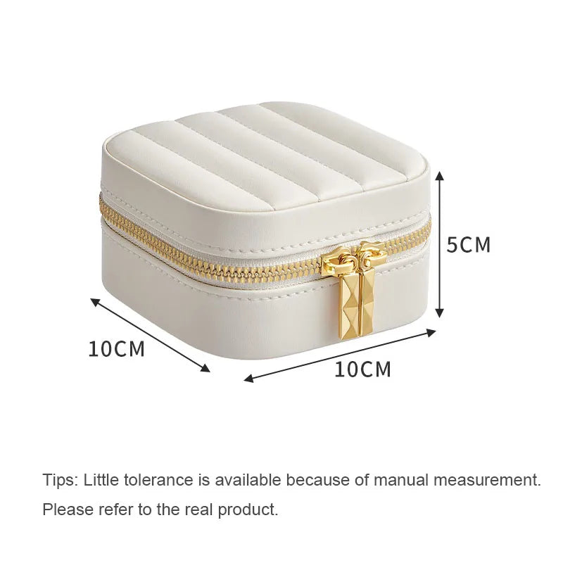 Mini Travel Jewelry Case with Mirror – Compact Organizer for Rings, Earrings & Necklaces