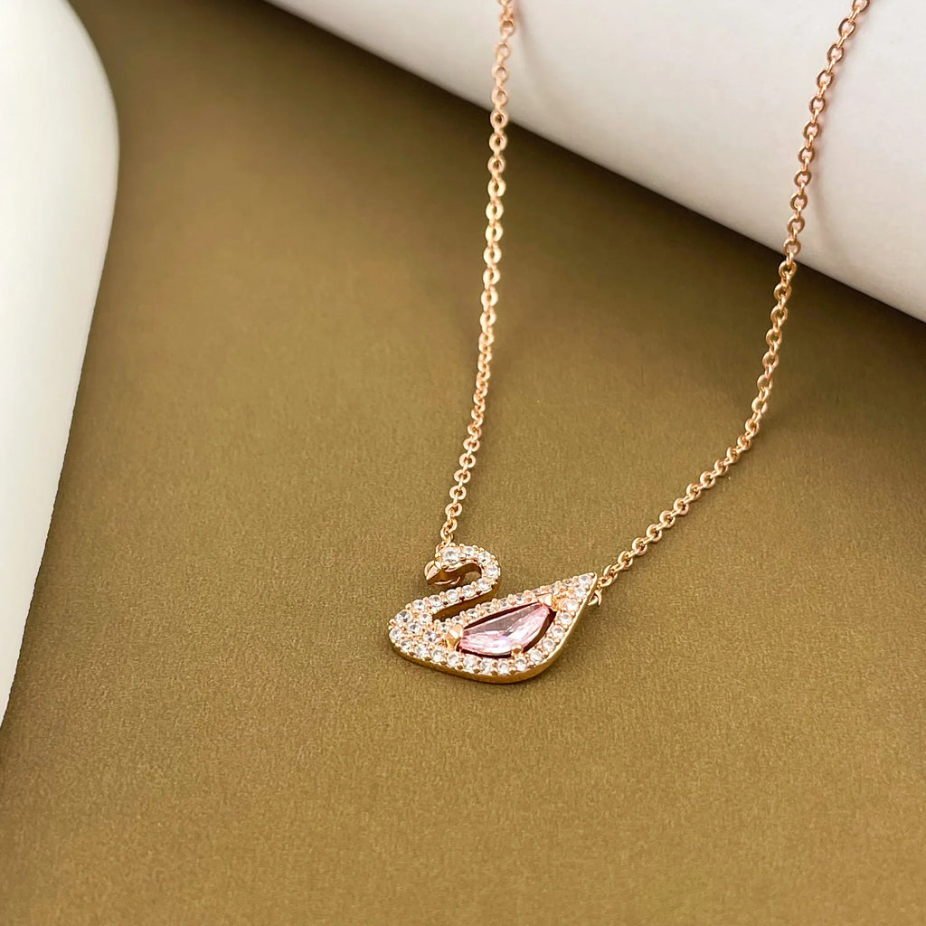 Copper Swan Necklace – Non-Fading Elegant Clavicle Chain for Women, Perfect Valentine’s Gift