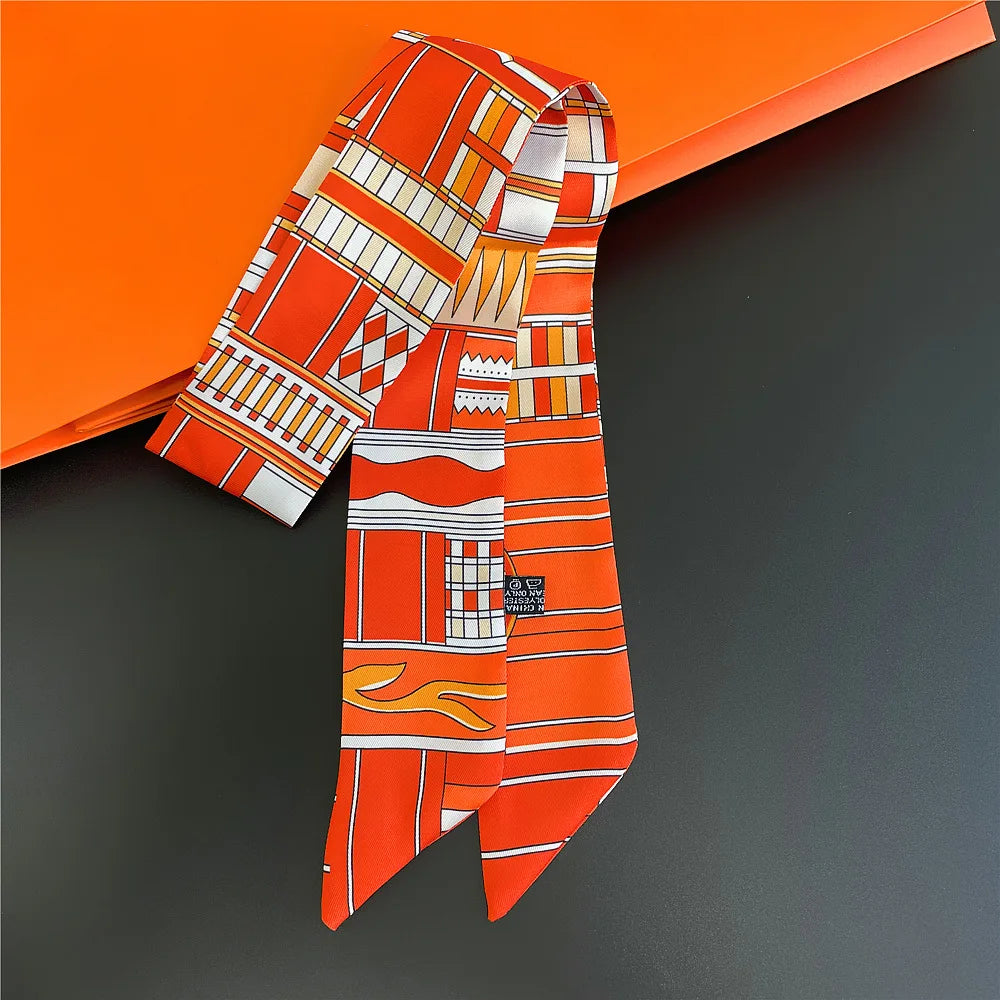 Gorgeous Saddle Print Silk Scarf – Elegant 2023 Designer Style for Hair, Bags & Neck