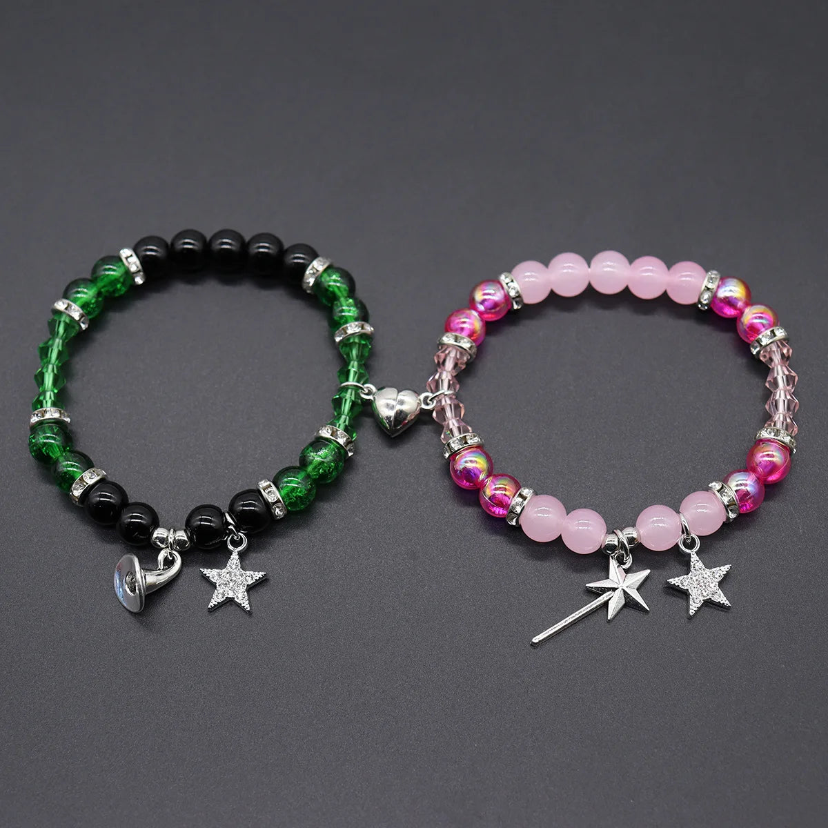 Magic Stick & Crown Couple Bracelets – Cute Matching Beaded Set Inspired by Wicked Witch