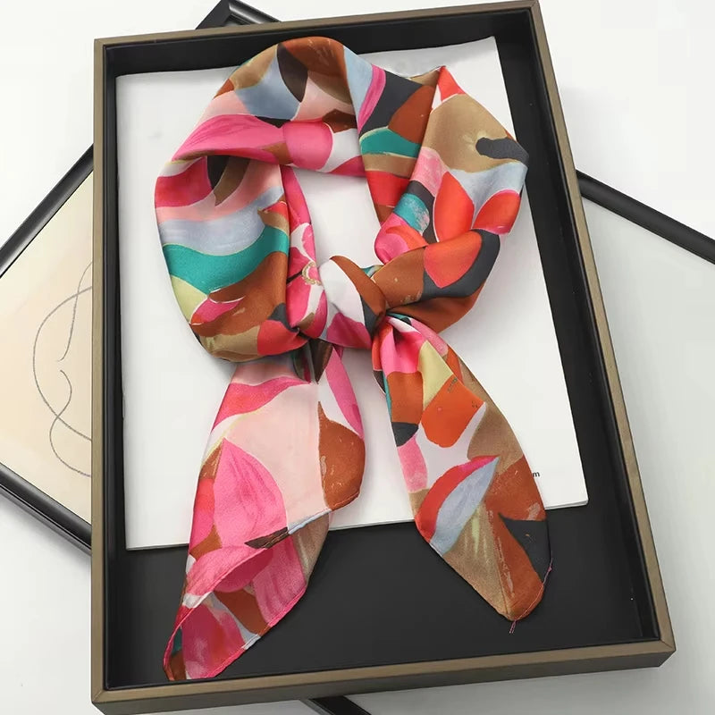 Luxury Square Silk Scarf – Elegant Satin Hijab & Headband Wrap for Women