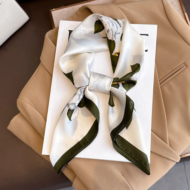 Printed Silk Scarf – Luxury Square Pashmina for Hair, Neck & Head Styling