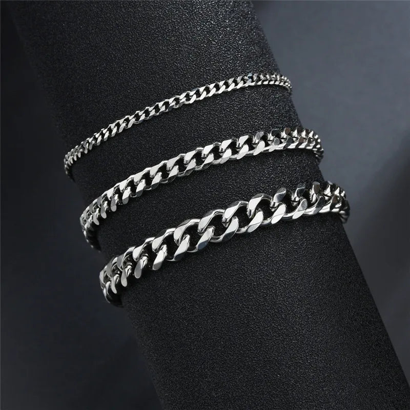 LETAPI Stainless Steel Cuban Chain Bracelet – Bold Unisex Hip-Hop Style for Men & Women