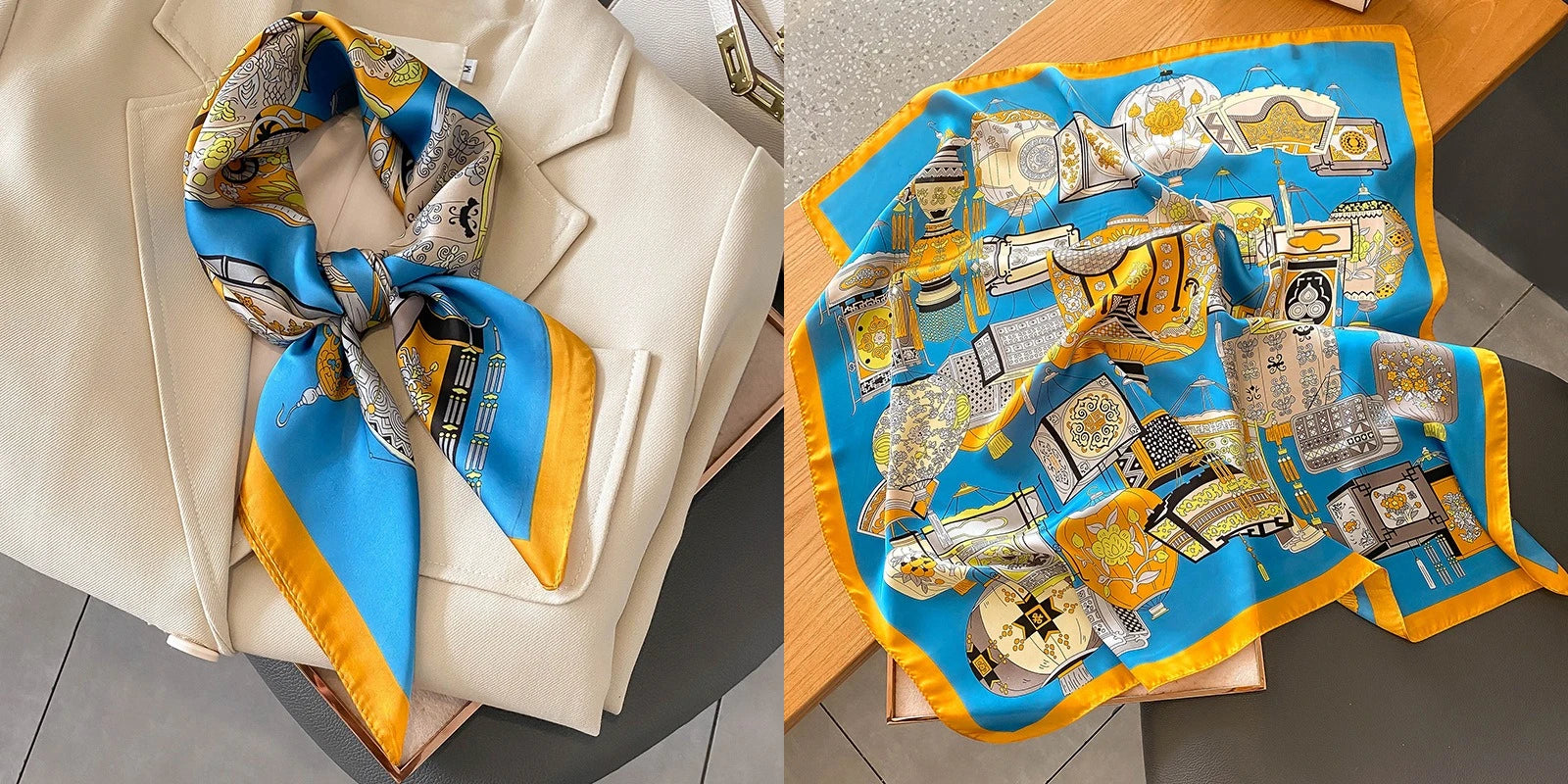 Luxury Floral Silk Scarf – Soft Satin Square Wrap for Hair, Neck & Hijab