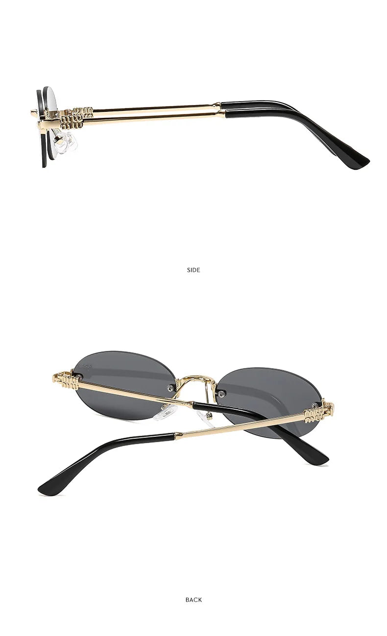 Frameless Oval Sunglasses – Luxury Summer Shades with UV Protection
