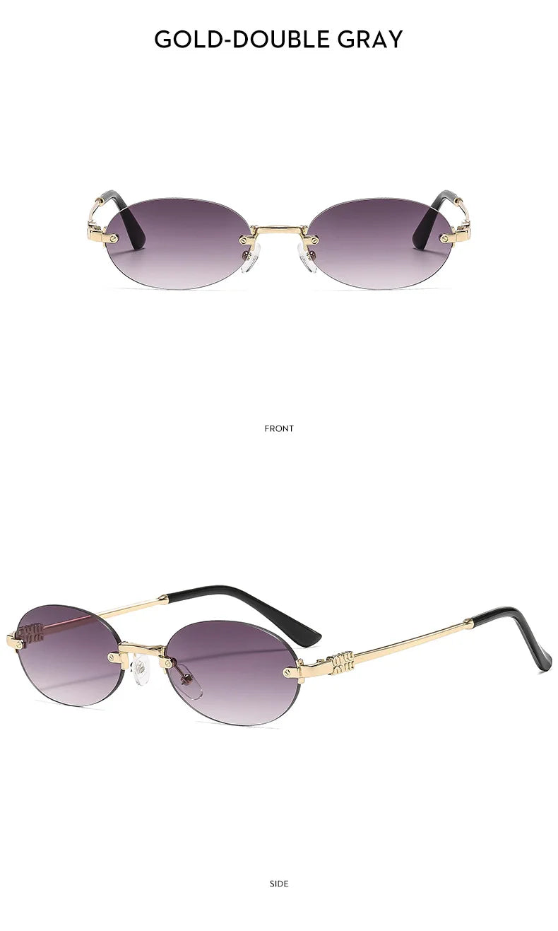Frameless Oval Sunglasses – Luxury Summer Shades with UV Protection