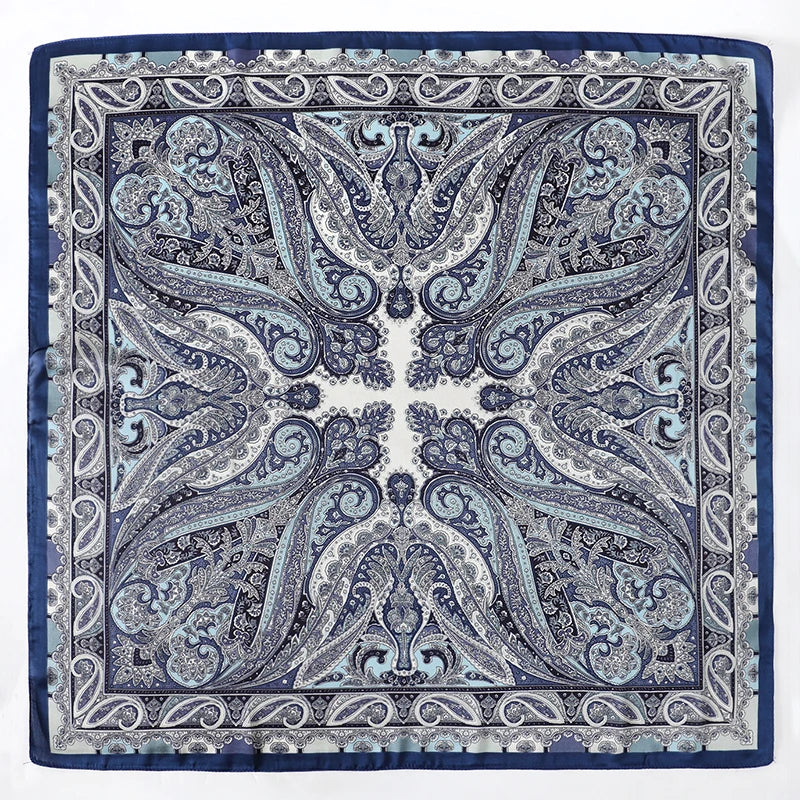 Bohemian Floral Silk Scarf – Luxury Square Satin Wrap for Hair, Neck & Hijab