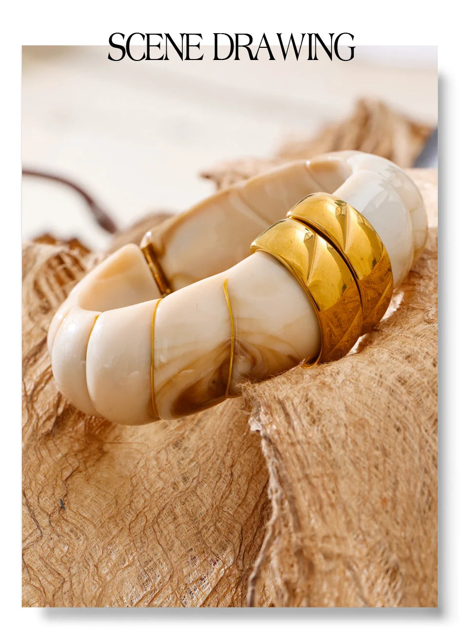 Yhpup Multi-Color Resin Statement Bracelet – Wide Acrylic Bangle with Stainless Steel Accents