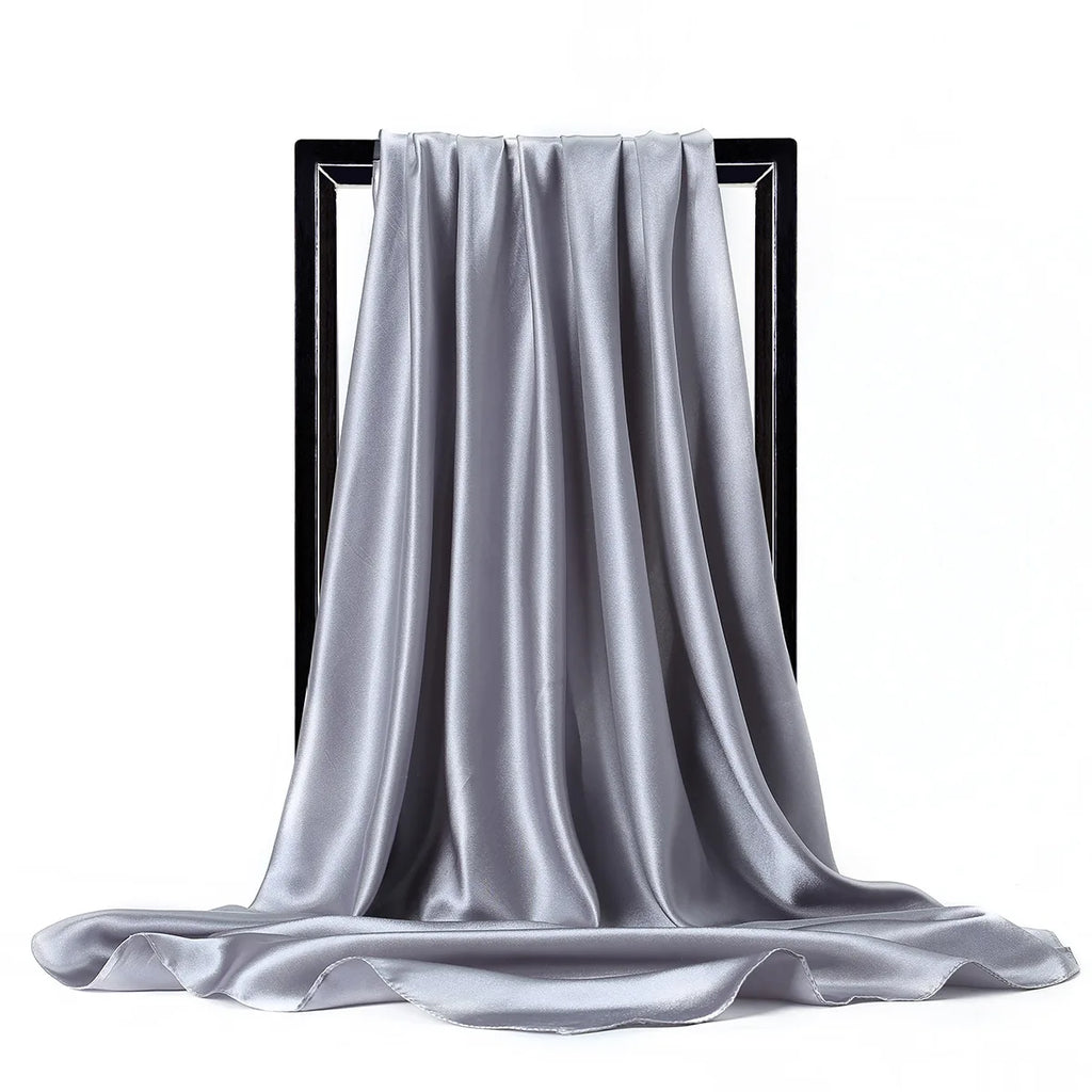 Luxury Silk Satin Scarf – Solid Color Hijab & Shawl Wrap, Elegant 90×90 cm Design