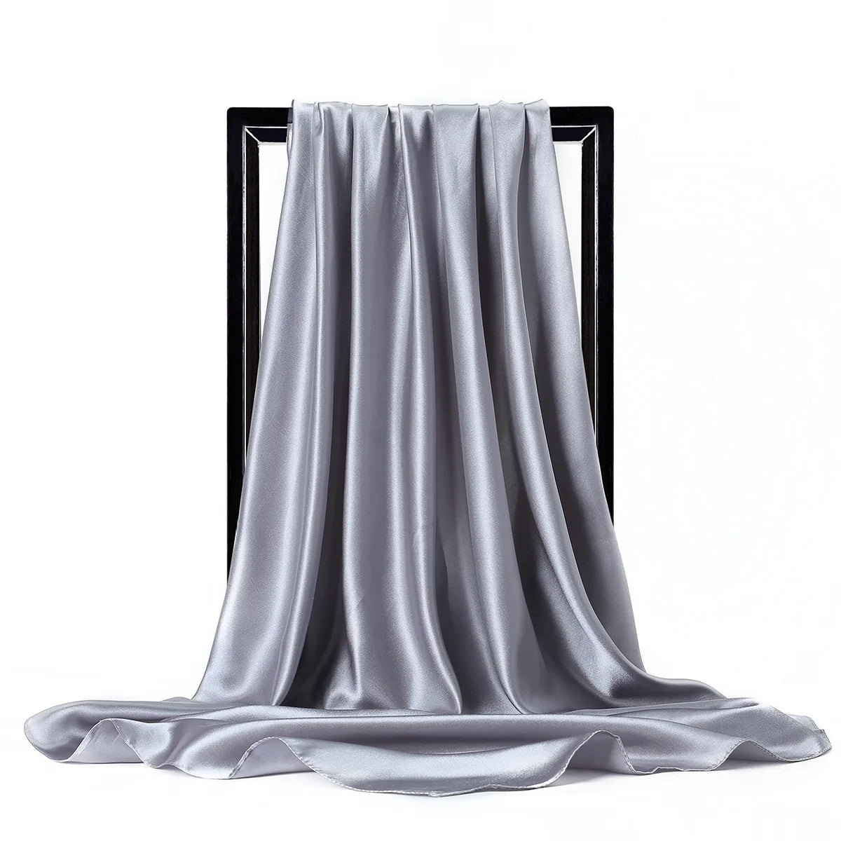 Luxury Silk Satin Scarf – Solid Color Hijab & Shawl Wrap, Elegant 90×90 cm Design