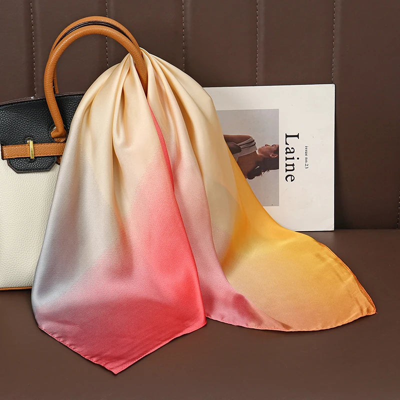 Luxury Silk Satin Scarf – 2023 Square Print Design for Women’s Hijab, Hair & Neck Styling