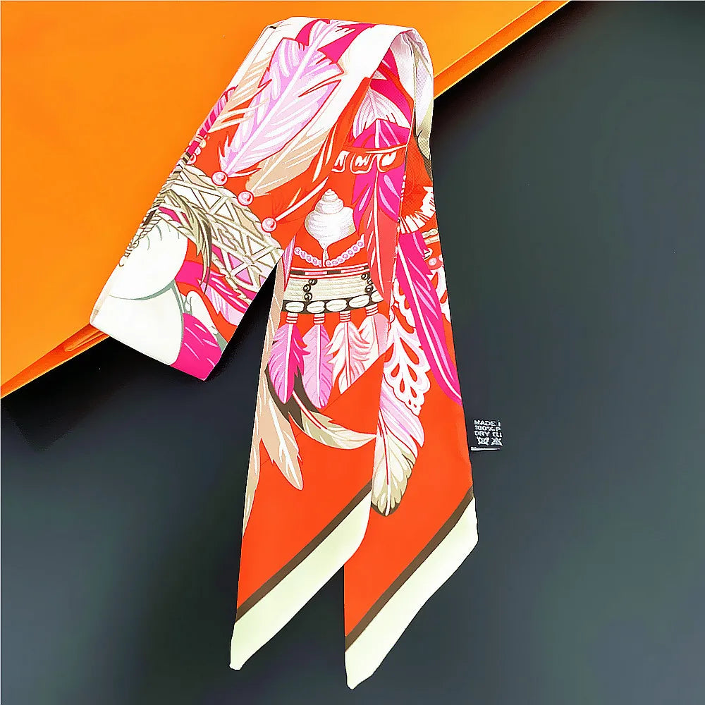 Gorgeous Saddle Print Silk Scarf – Elegant 2023 Designer Style for Hair, Bags & Neck