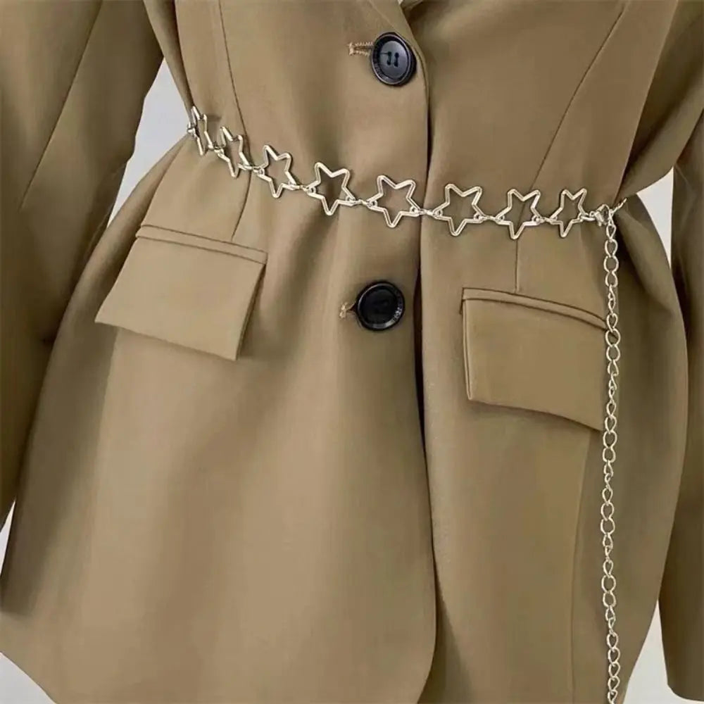 Punk Metal Star Waist Chain – Retro Hollow-Out Belt for Dresses & Outfits