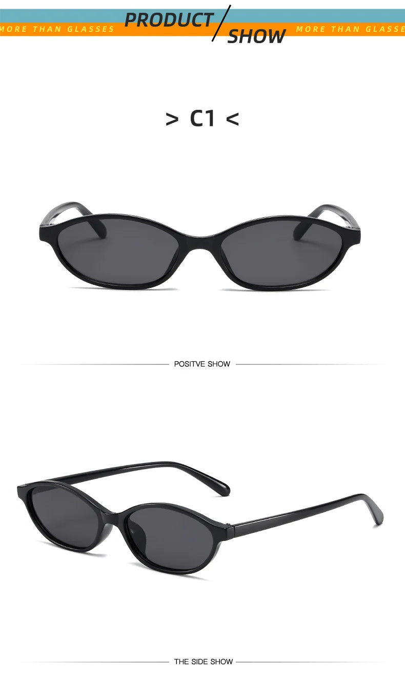 Retro Oval Sunglasses – Trendy Small Frame Cat Eye Design with Sun Protection