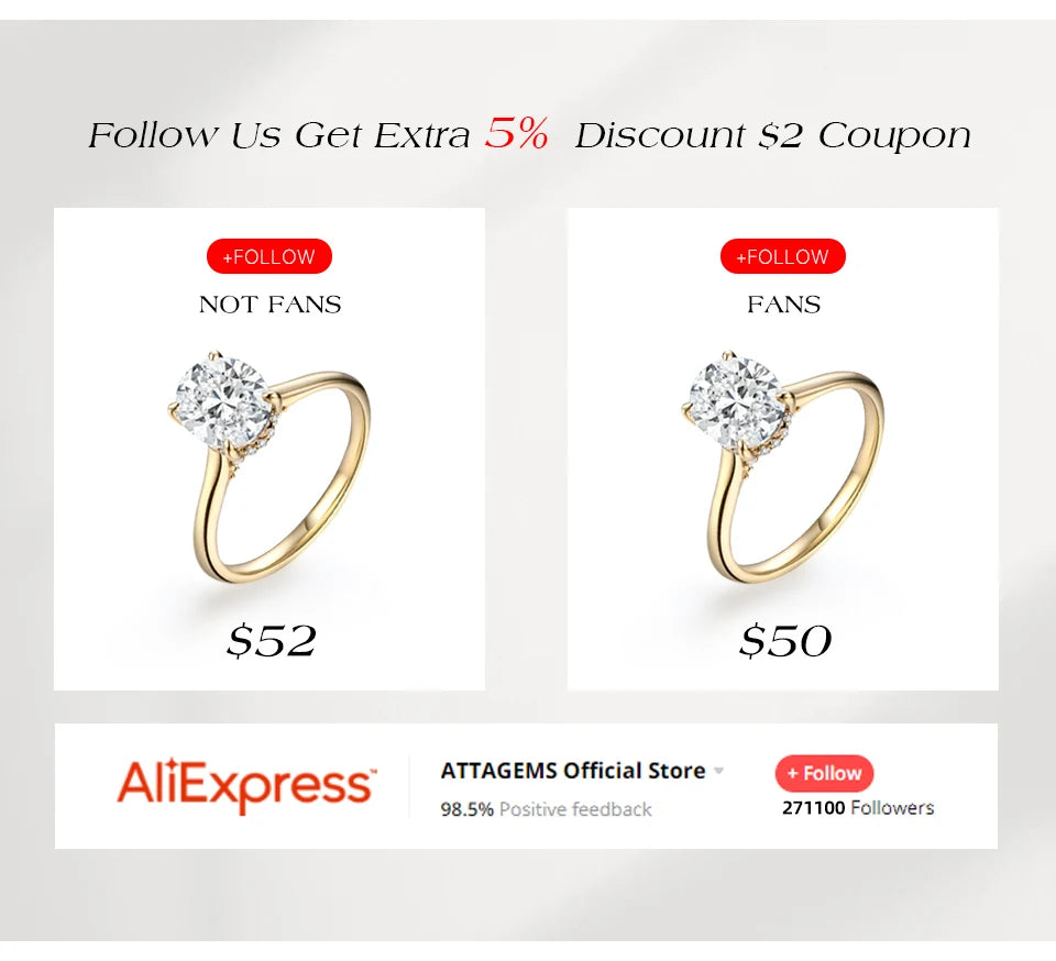 ATTAGEMS Round-Cut Moissanite Ring – D-VVS1 Sparkle in Solid 925 Silver for Women