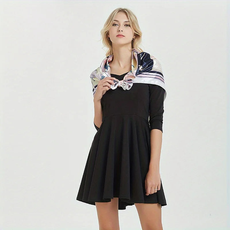 Luxury Silk Square Scarf – Elegant Satin Shawl & Headband Wrap for Women