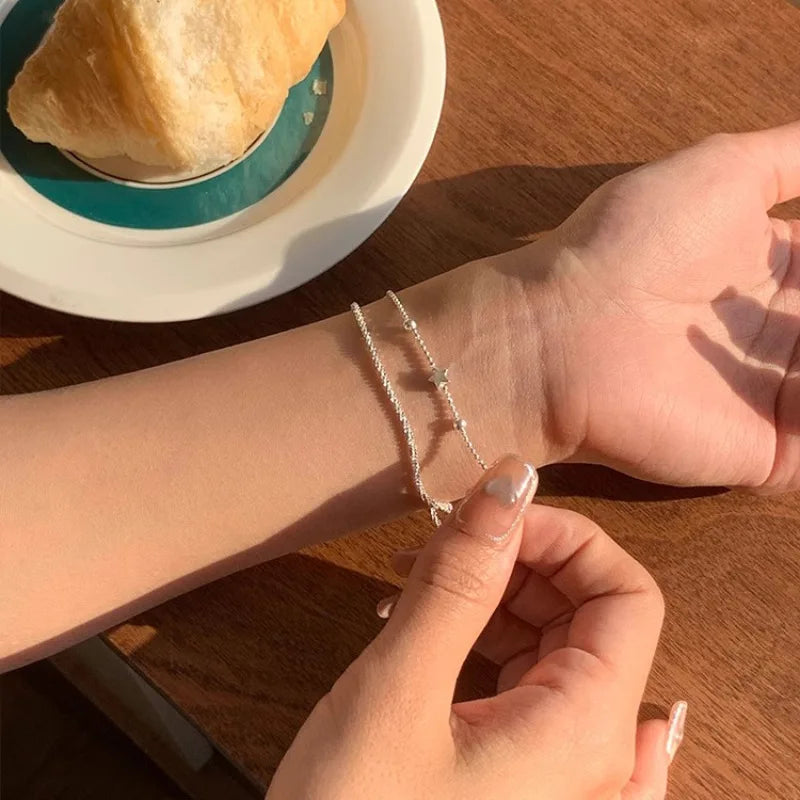 VENTFILLE 925 Silver Butterfly Bracelet – Cute Beaded String Design for Girls