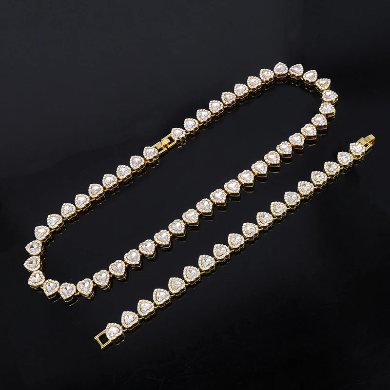 Luxurious Heart Diamond Necklace – Exquisite Stainless Steel Piece for Daily Fashion Matching