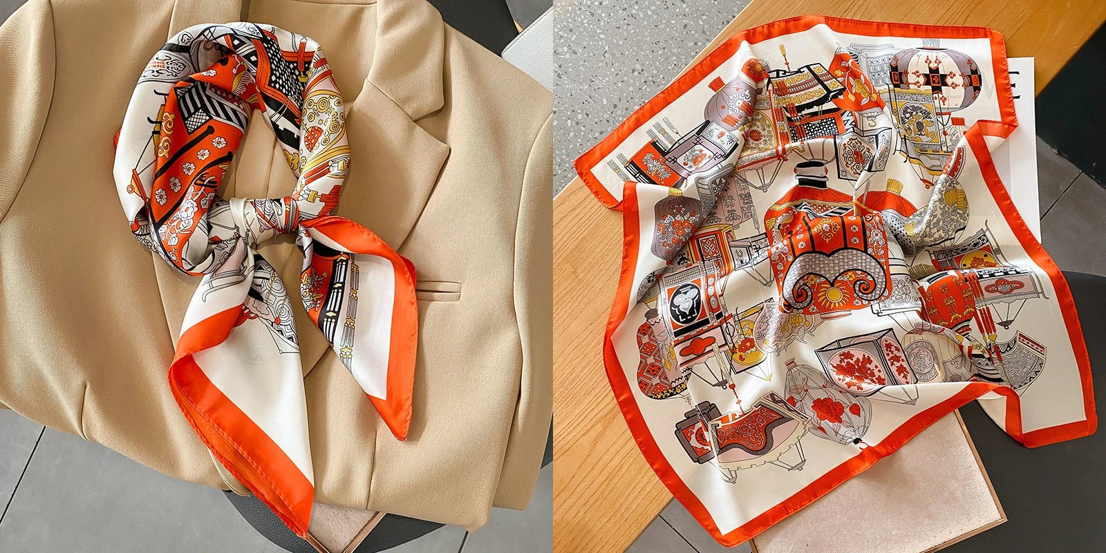 Luxury Floral Silk Scarf – Soft Satin Square Wrap for Hair, Neck & Hijab