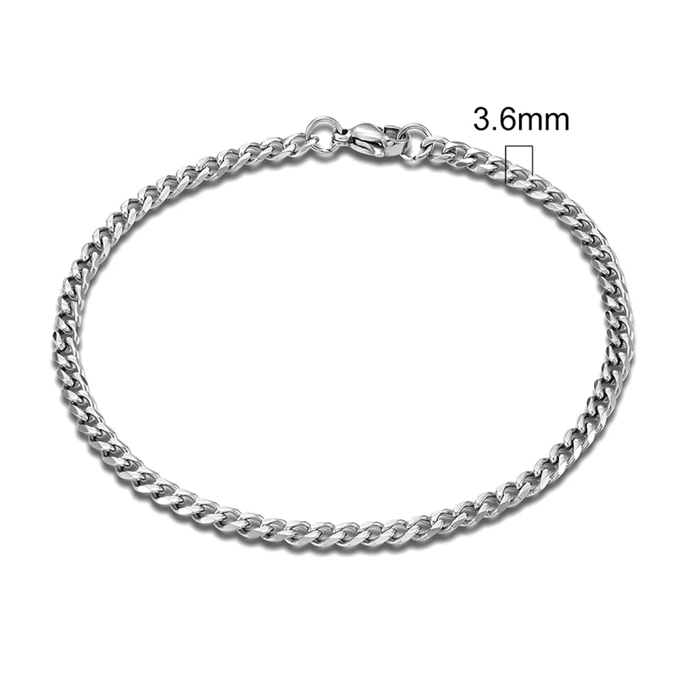MKENDN Punk Cuban Link Bracelet – 3–11 mm Stainless Steel Biker Chain for Men & Women