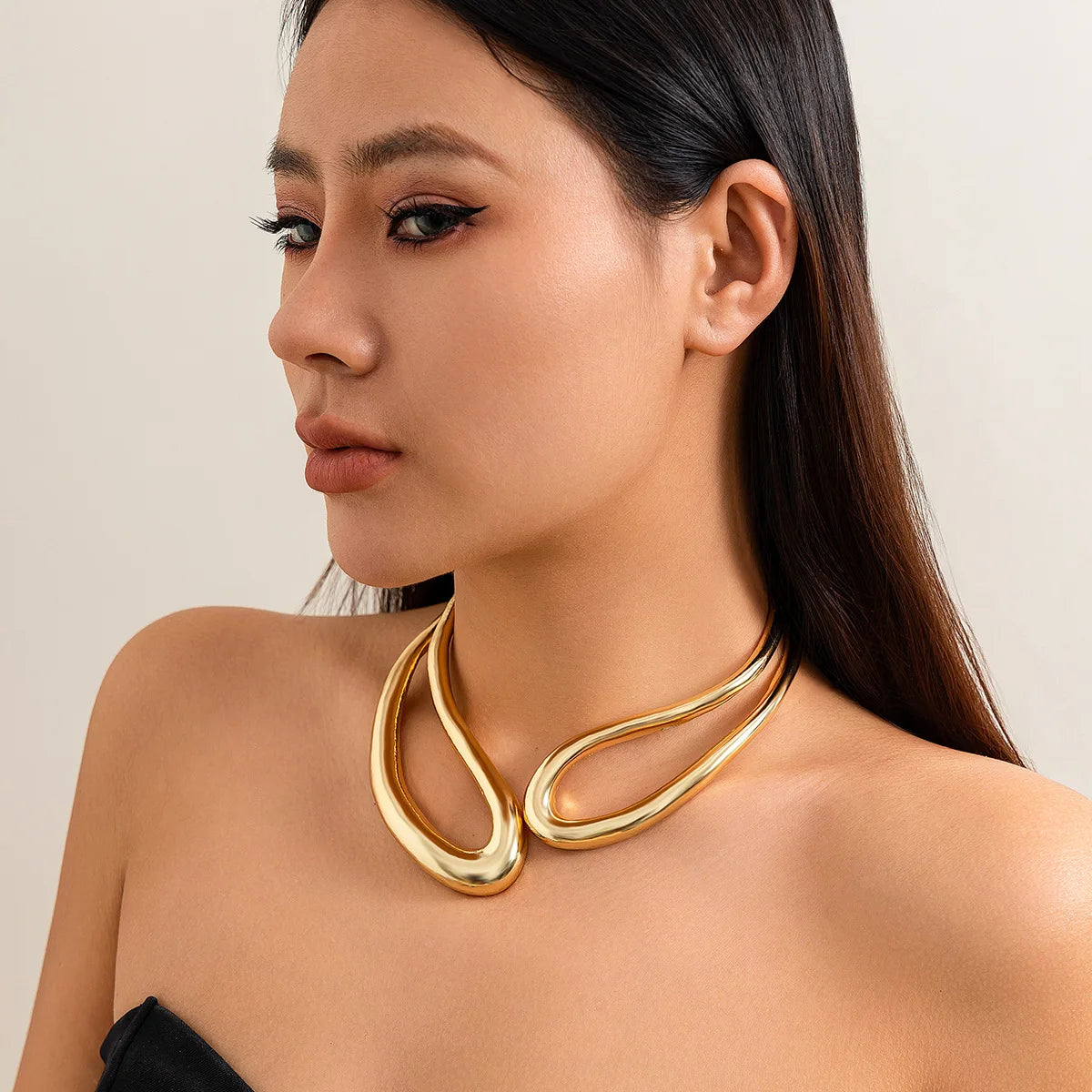 DIEZI Steampunk Irregular Clavicle Torques Necklace For Women Punk Gold Silver Color Statement Chokers Necklace Gift Jewelry
