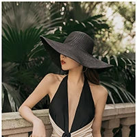 Big Brim Beach Sun Hat – Foldable Straw UV-Cut Visor for Women, Vintage Summer Style