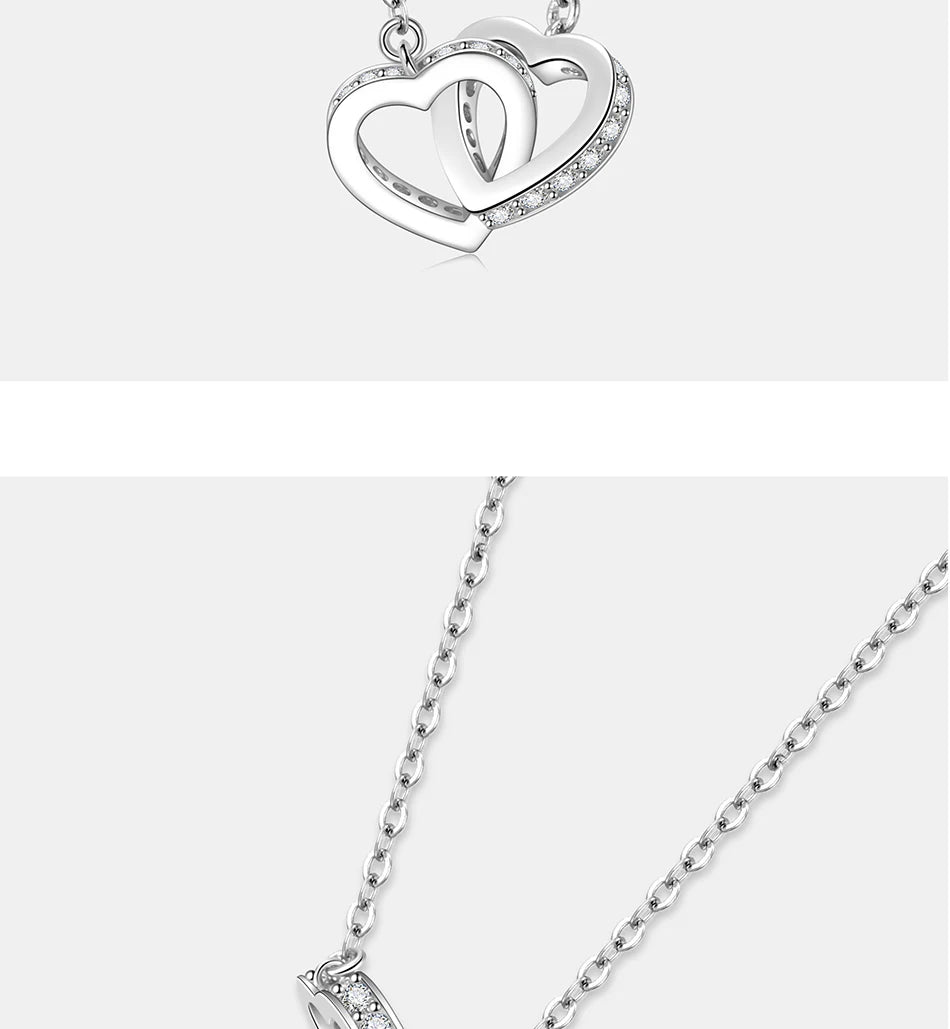 PERFANY Moissanite Double Heart Necklace – S925 Silver Luxury Lab-Diamond Pendant for Women