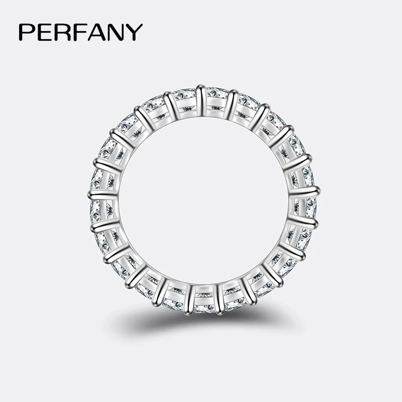 PERFANY 3 mm Full Moissanite Ring – S925 Silver Stackable Eternal Diamond-Style Luxury Band