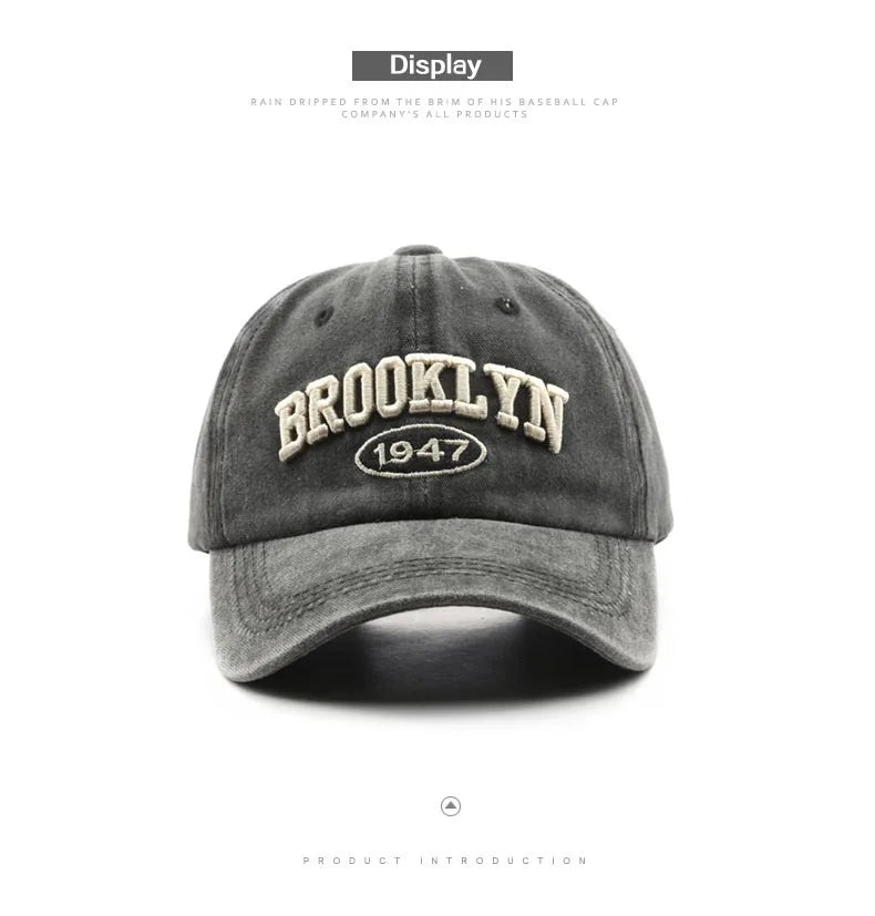 Brooklyn Alphabet Baseball Cap – Casual Cotton Snapback for Men & Women, Hip-Hop Summer Style