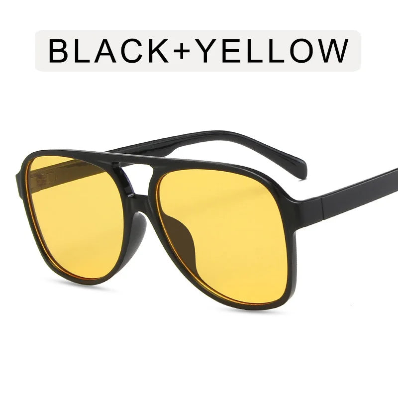 Vintage Oversized Sunglasses – Retro Square Frames in Classic Black or Yellow