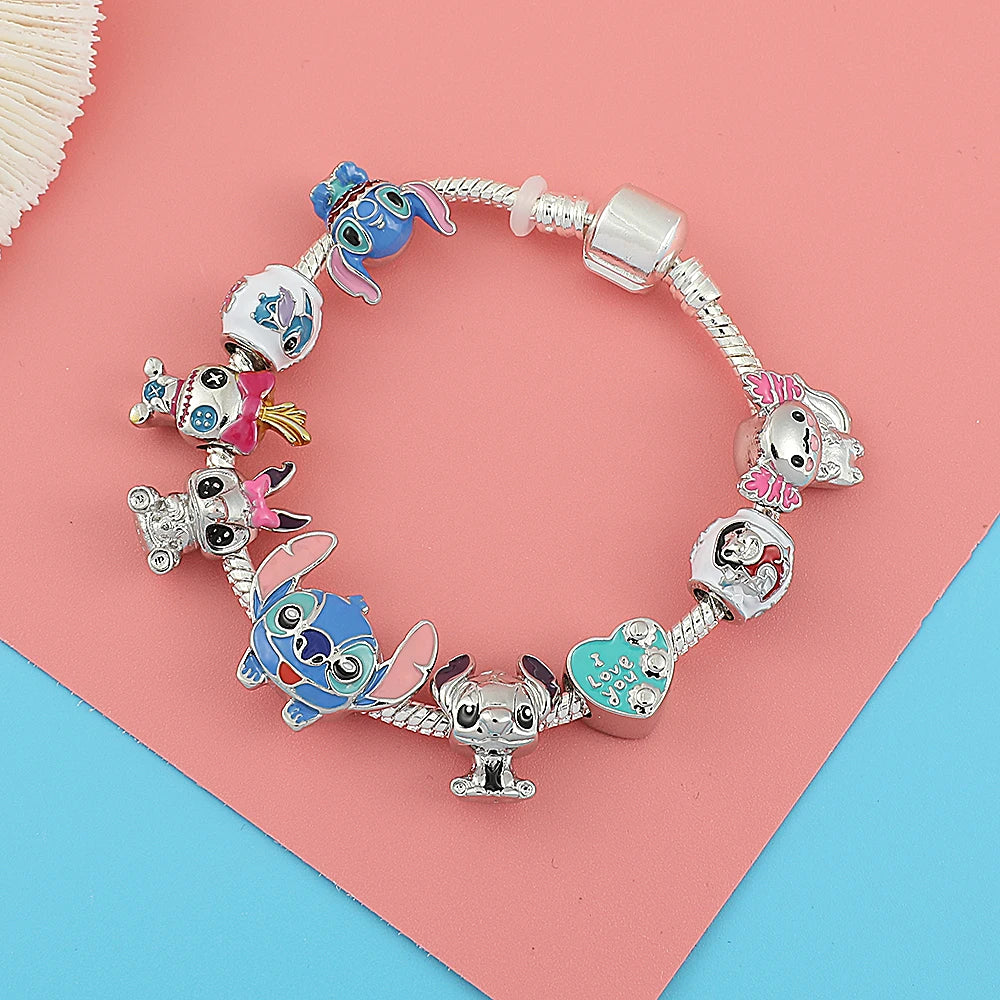 Disney Lilo & Stitch Beaded Bracelet – Cute Charm Bangle for Women & Kids