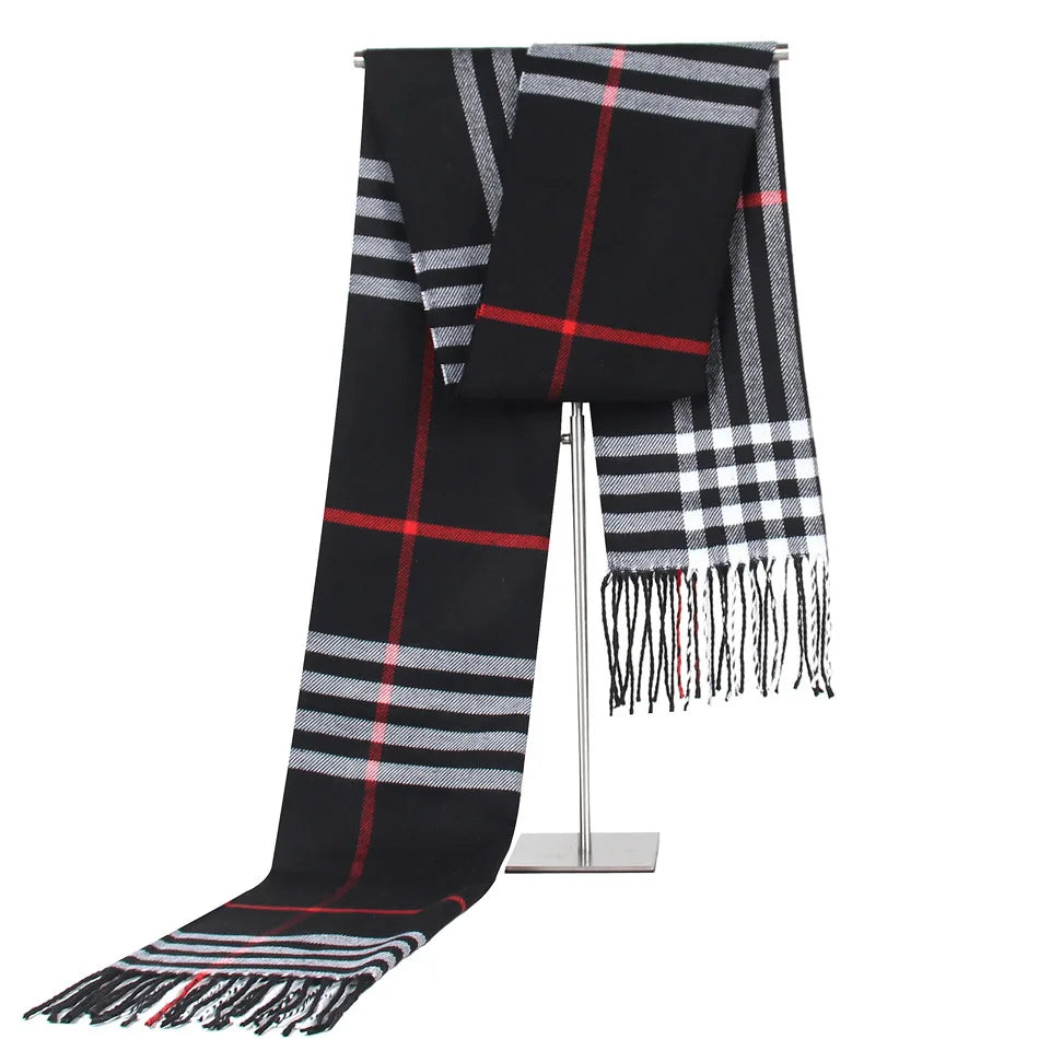 Imitation Cashmere Scarf – Warm Plaid Winter Shawl for Men & Women