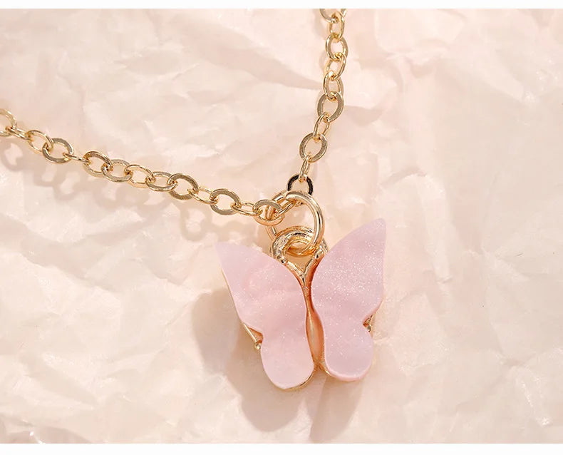 4-Piece Butterfly Jewelry Set – Imitation Pearl Necklace & Earrings for Women and Girls