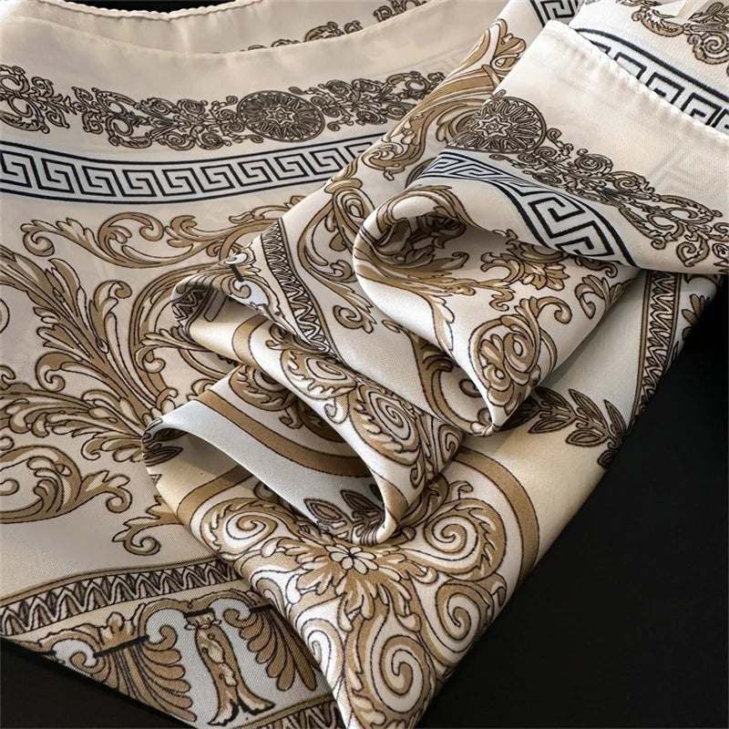 Printed Silk Scarf – Luxury Square Pashmina for Hair, Neck & Head Styling