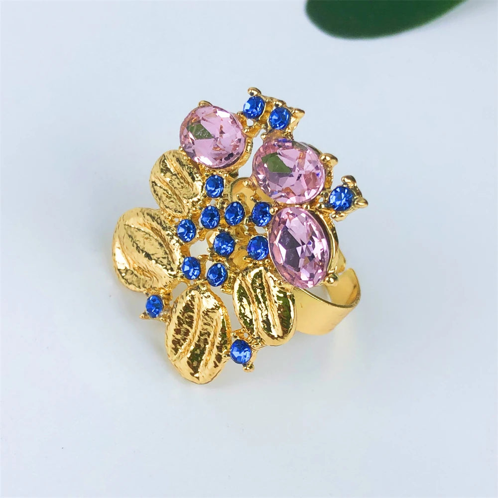 ESALE Vintage Opal Jewelry Set – Luxury 18K Gold Plated Necklace, Earrings, Bracelet & Ring