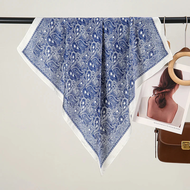 Floral Silk Hair Scarf – Elegant Spring Print Bandana for Hair, Neck & Head Styling