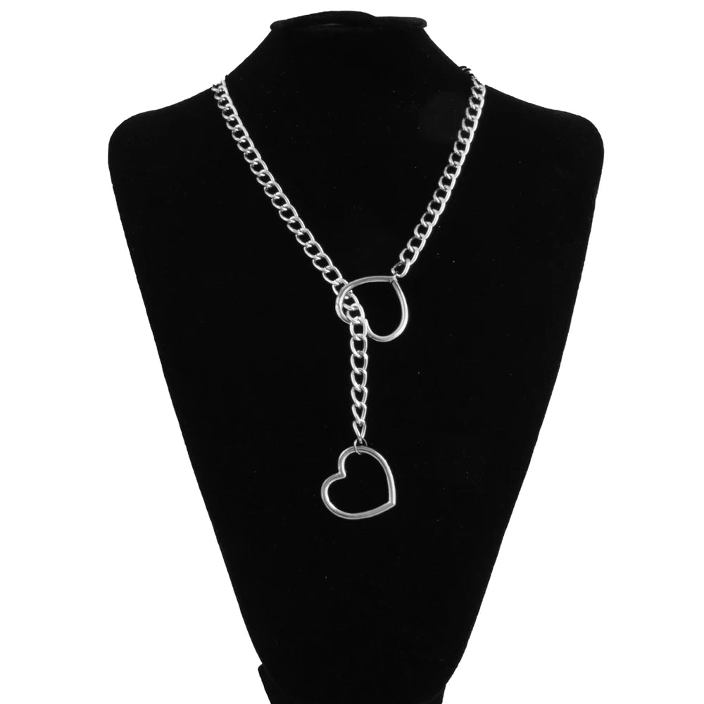 Heart Slip Chain Choker – Punk Rock Adjustable Love Necklace for Women