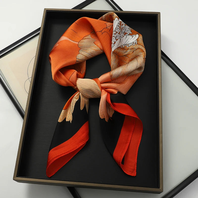 Luxury Silk Feel Scarf – Square Satin Wrap in 60 Colors for Hair, Neck & Hijab