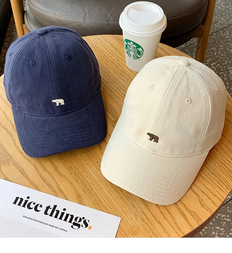 Bear Embroidered Baseball Cap – Breathable Adjustable Sun-Protective Style for Men & Women
