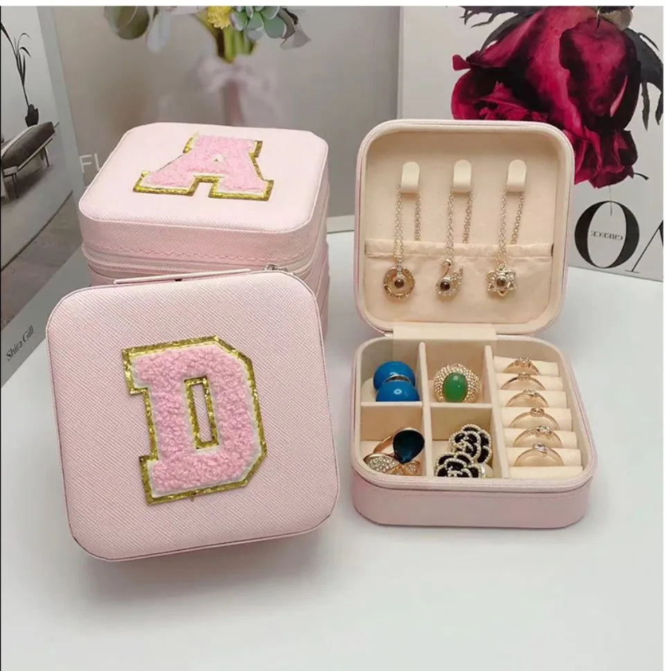 Mini Initial Jewelry Box – Personalized Travel Case, Perfect Bridesmaid or Birthday Gift