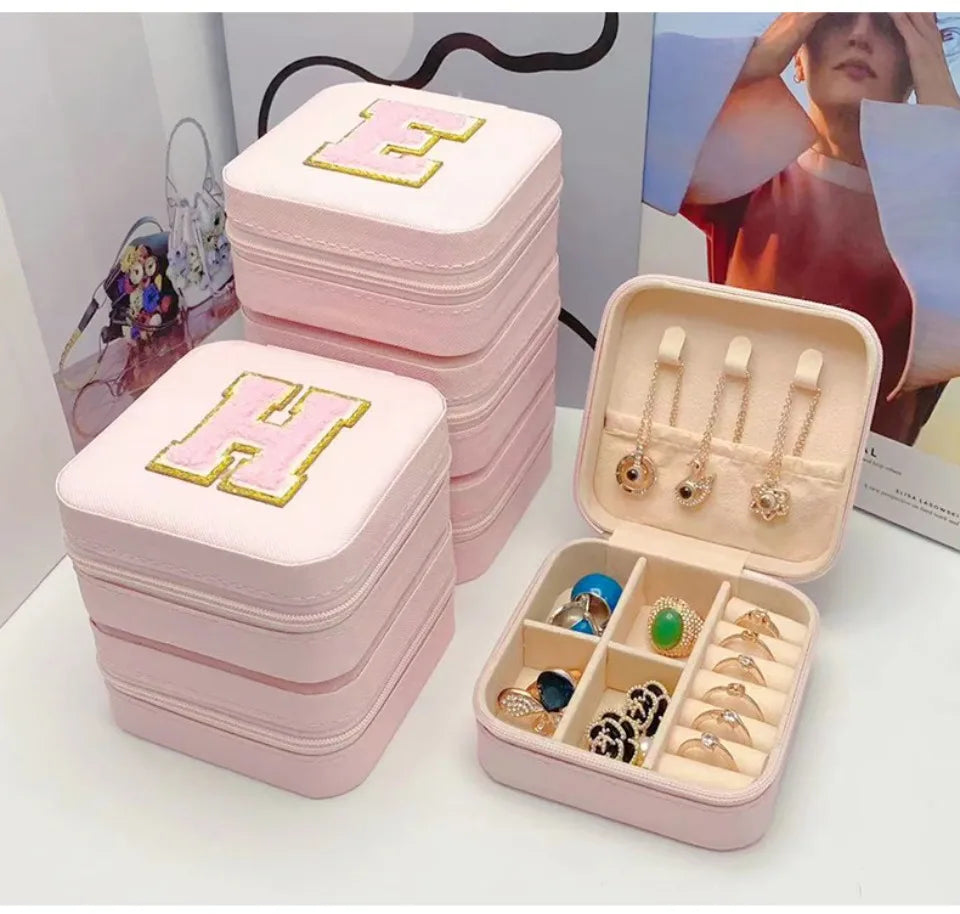 Mini Initial Jewelry Box – Personalized Travel Case, Perfect Bridesmaid or Birthday Gift